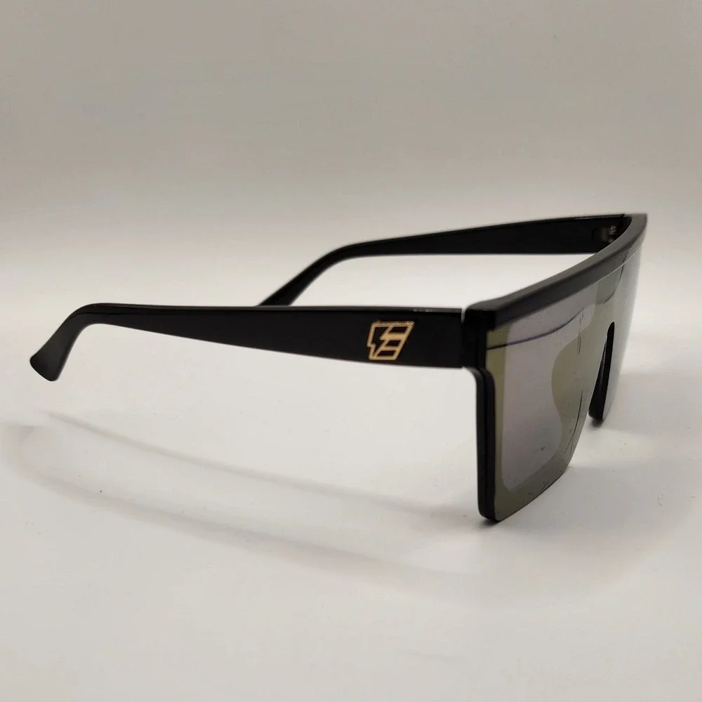 Elusive Eyewear Lux Flat Top Shield Sunglasses Gloss Black Tortoise Sport Edge
